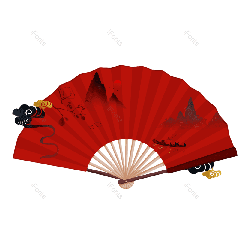 中国图片,扇子元素,创意PNG,免抠素材